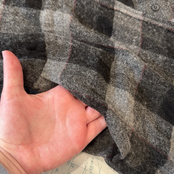 Poetry Flannel Button Gray Red Plaid Long Sleeve Mini Shirt Dress Wool Blend 8 - Picture 13 of 16